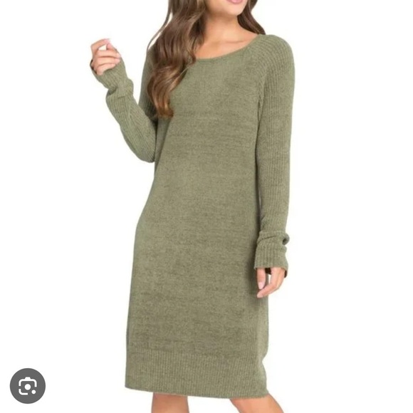 Barefoot Dreams Dresses & Skirts - Barefoot Dreams CozyChic Ultra Lite Long Sleeved Dress in Olive S